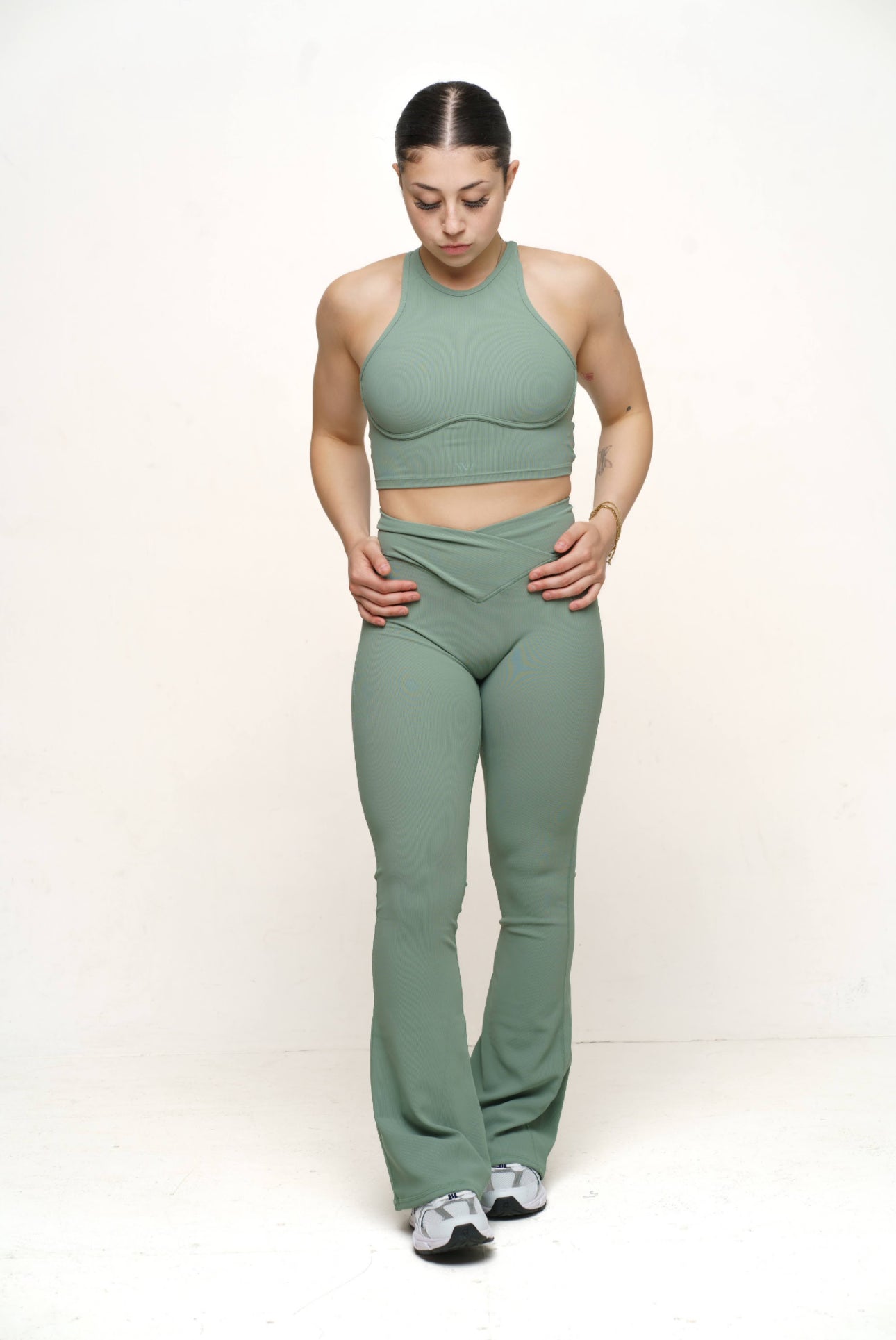 Everyday Crossover Crop Top - Sage Green