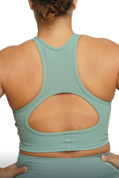 Everyday Crossover Crop Top - Sage Green